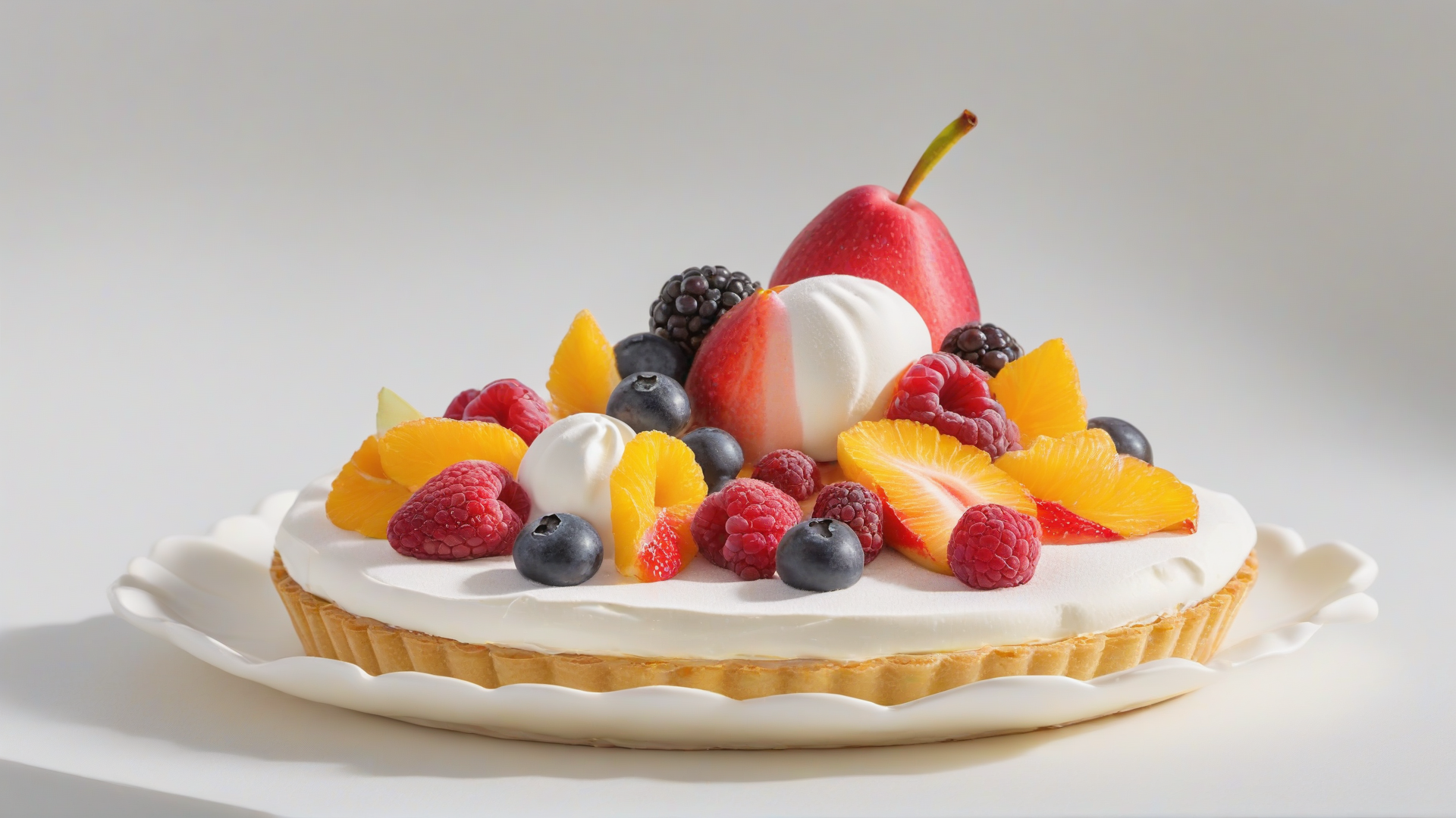 torta alla frutta con pan di spagna e crema chantilly